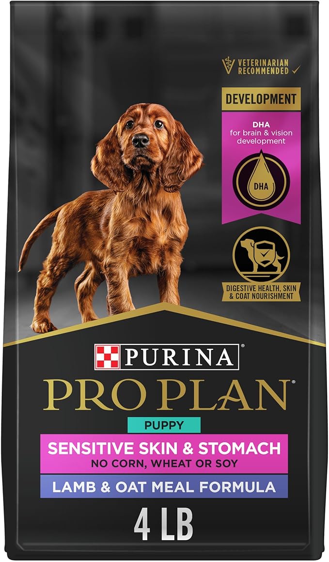 Purina Pro Plan Sensitive Skin and Stomach Puppy Food Lamb and Oat Meal Formula - 4 lb. Bag