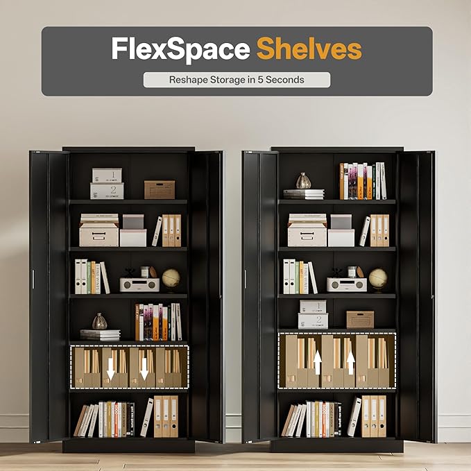 Metal Garage Storage Cabinets, 71” Tall Metal File Cabinet