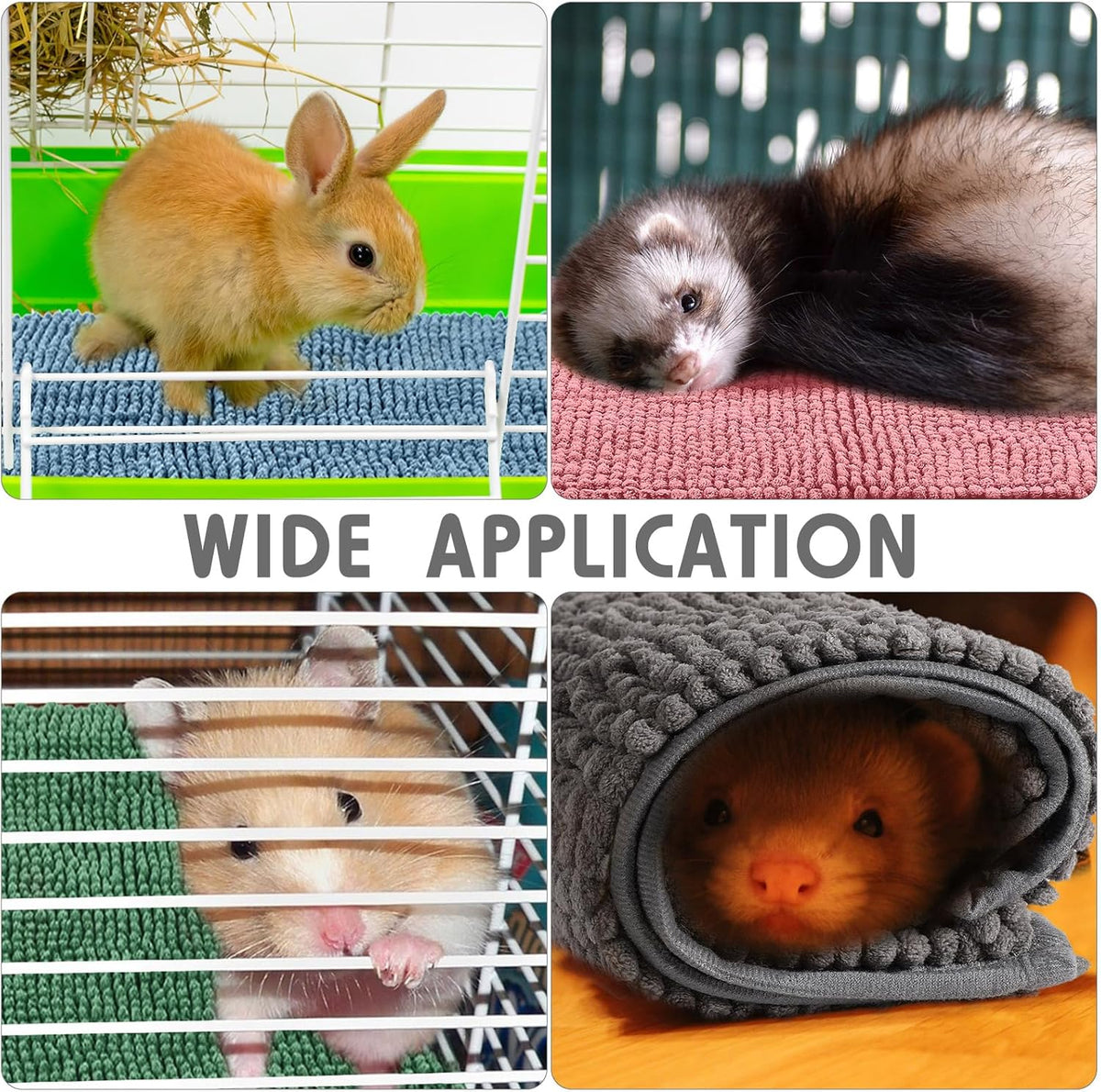 Amylove 4 Pcs Guinea Pig Cage Liner Guinea Pig Bedding Washable Fleece Pee Pads Reusable Small Animals Training Mat Small Animal Sleeping Bed for Bunny Hamster(Mixed Colors,16 x 24 Inch)