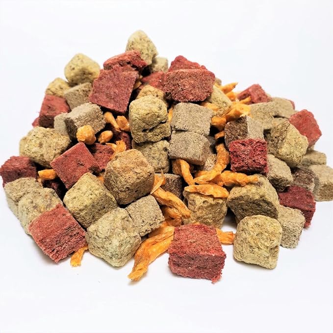 Aquatic Foods Inc. Gourmet Blend of Freeze Dried Cubes of Tubifex Worms, Brine Shrimp, Beef Heart Mix with Krill for All Tropical Fish and All Koi & Pond Fish. GB-680 1/2-lb