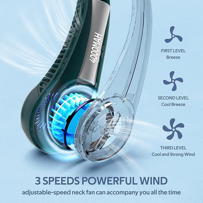 Portable Neck Fan, Hands Free Bladeless Fan, 360° Cooling Personal Fan