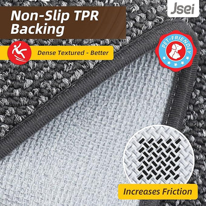 JSEI Dirt Trapper Door Mat 24"x60" Non-Slip Washable Entrance Mat, Dog Doormats, Absorbent & Fade-Resistant Floor Mats, Low Profile Welcome Mats for Entryway, Front Door, and Inside Entrance, Charcoal