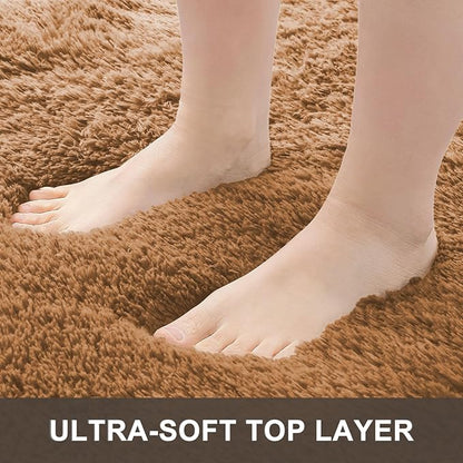 OLANLY 2x5 Machine Washable Runner Rugs for Hallway, Soft Fluffy Shaggy Bedside Rugs for Bedroom, Living Room, Indoor Floor Carpet for Kids Girls and Boys, Nursery Rooms, Home Decor Aesthetic, Khaki