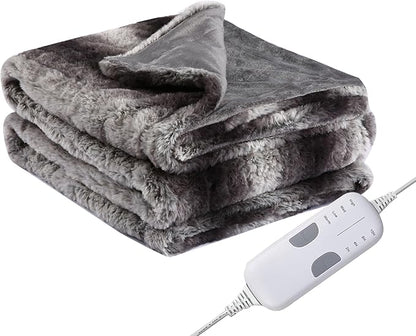 Electric Heated Blanket Throw Size 50"x60", Fast Heating Throw, Plush Faux Fur