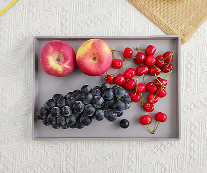 Gray Serving Tray (13.5 x 9.6 inch) for Serving Accessory, Perfect for Charcuterie, Cupcake Stand, Coffee Table Decor, Party Supplies, Bathroom Vanity & Breakfast in Bed.