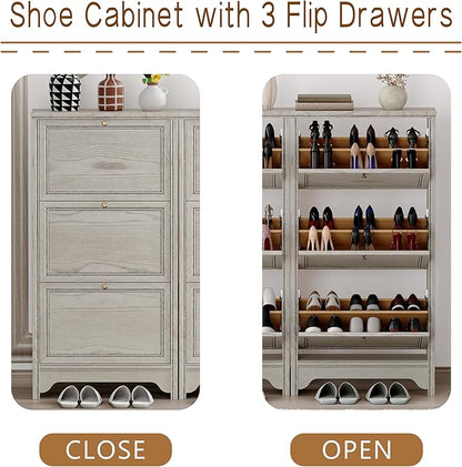 Chogori 3-Tier Shoe Cabinet – Solid Wood Entryway Shoe Storage Organizer