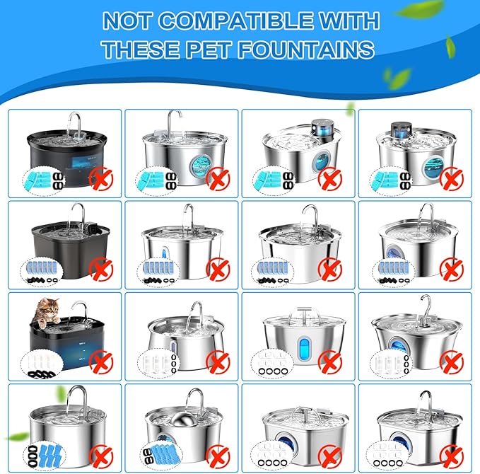 Cat Water Fountain Filters, 40 Pack Cat Replacement Filters