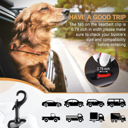 LivTee Dog Seat Belt for Car, Retractable Pet Safety Harness, Adjustable Nylon Dog Seatbelt Leash, Comfortable Dog Accessories for Vehicles (Pink-2PCS)