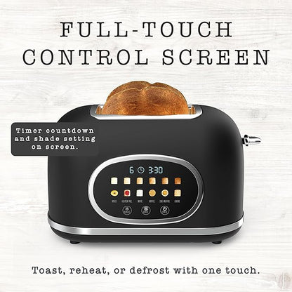 Rae Dunn Retro Digital Electric Toaster, 2 Slice Stainless Steel Toaster