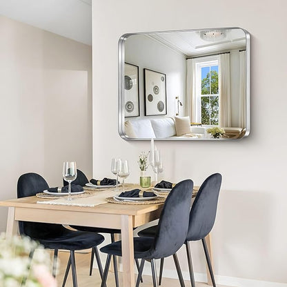 CIRCUMI Silver Bathroom Mirror, Rounded Corner, Tempered Glass, Mirror