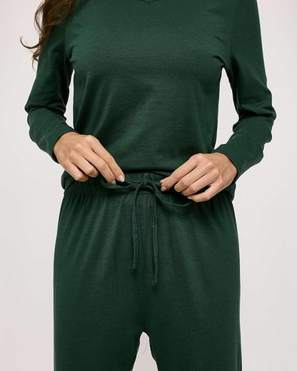 Real Essentials 2 Pack Women's Soft Cotton Long Sleeve Pajama Set with Pants - Lounge Sets for Women (Available In Plus)