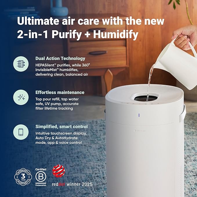 BLUEAIR 2-in-1 Purify + Humidify: Air Purifier and Humidifier