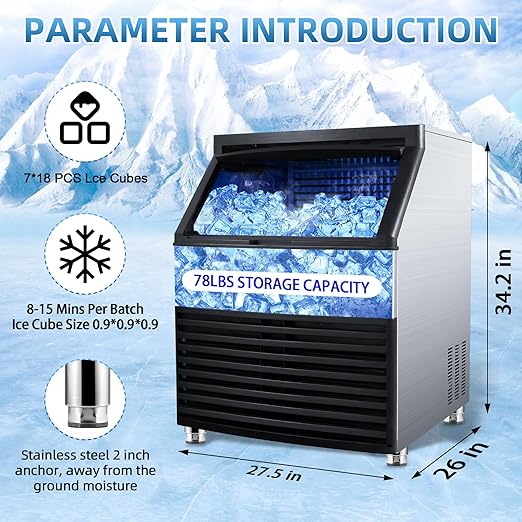 Commercial Ice Maker, 110V Automatic Ice Making Machine Stainless Steel 325
