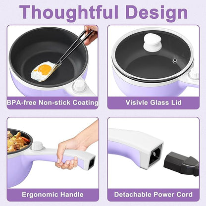 Dezin Hot Pot Electric Upgraded, Non-Stick Sauté Pan, Rapid Noodles Electric Pot