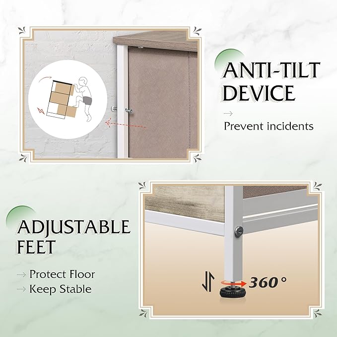 WLIVE Fabric Dresser for Bedroom, Tall Dresser