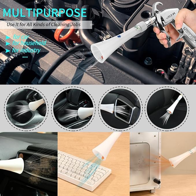 Tornado Dry Cleaning Gun with Brass Adjustable Air Flow Nozzle, Air Blower Gun