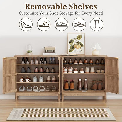 Shoe Cabinet with 2 Doors and Shelves, 4-Tier Shoe Cabinet Storage
