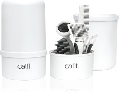 Catit Senses 2.0 Short Hair Cat Grooming Kit,White, 6 Piece Set