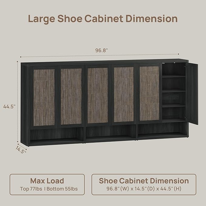 SICOTAS Rattan Shoe Storage Cabinet