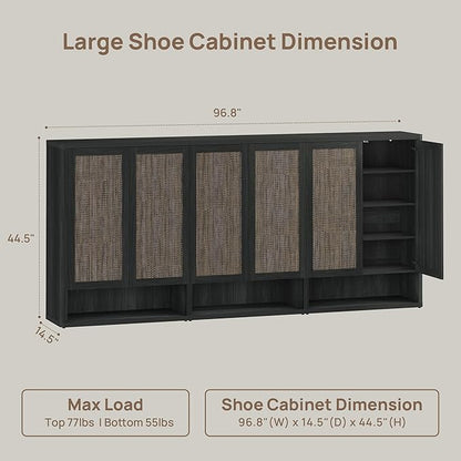 SICOTAS Rattan Shoe Storage Cabinet