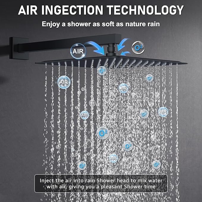 Iriber Shower Set with 12 Inch High Pressure Rain Shower Head and Handheld and