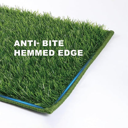 Grass Pee Pads for Dogs Potty, Artificial Grass Patch Odor Free | 2PCS Fake Grass with Fully Permeable Backing for Fast Drainage, Indoor Potty Grass Hemmed Edge Turf, Easy Clean