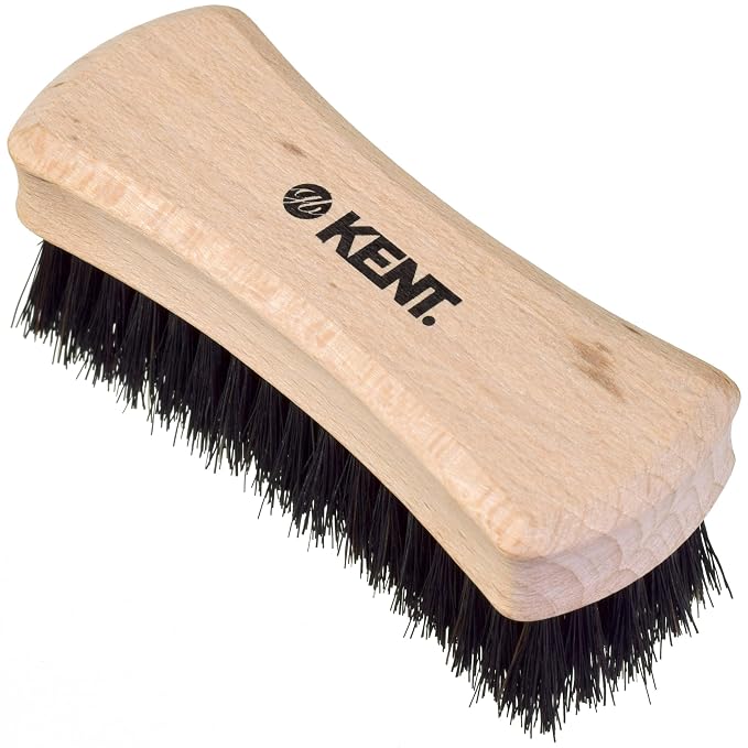 Kent BRD6 Small Travel Men's Beard and Mustache Brush, Natural Boar Bristle for Flawless Shaping and Grooming. Ergonomic Grip Wood Handle. Dry or Wet Beard, Distributes Oils and Balms. Made in England