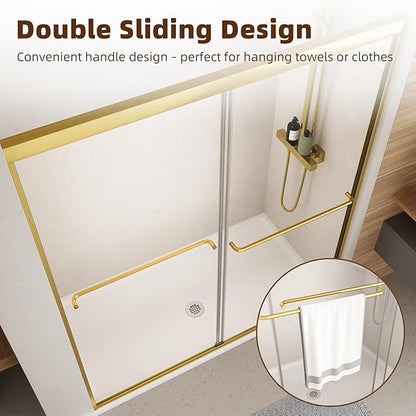 Shower Door, 44-48" W x 70" H Semi-Frameless Double Sliding Glass Shower Door