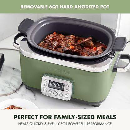 GreenPan Elite 14-in-1 Nonstick 6QT Electric Slow Cooker, PFAS-Free Ceramic