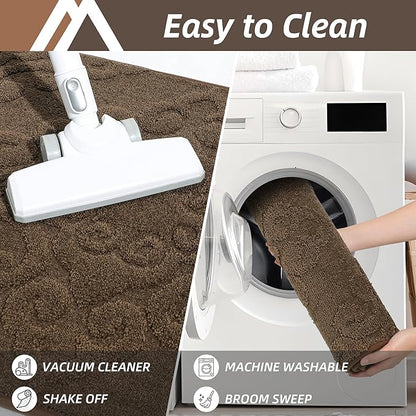 COSY HOMEER Door Mat 24”x36”,Absorbent Dirt Trapper Entryway Rugs,Non-Slip Welcome Mat,Washable Entry Rugs,Low Pile Doormat for Front Back Door,Wet Shoes & Paws,Brown