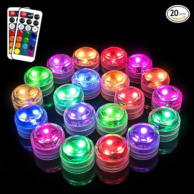 Submersible Led Lights with Remotes, Waterproof Tea Lights Candles Battery