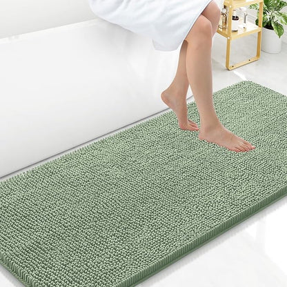 Arotive Bathroom Rugs 59x24, Extra Soft Absorbent Shaggy Chenille Bath Rugs, Machine Washable Rubber Backing Non-Slip Bath Mats for Bathroom Floor Tub and Shower, Home Decor Accessories, Sage Green