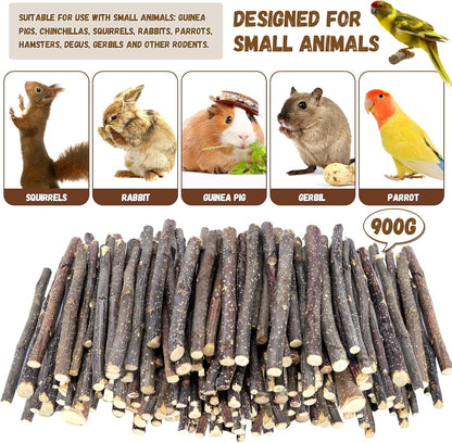 900g/2lb Small Apple Sticks Animals Molar Wood Treats Toys for Rabbits Chinchillas Guinea Pig Hamster Gerbil Parrot Bunny and Small Animals Chew Stick Toys Treats