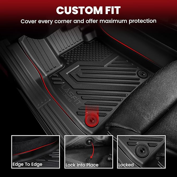 LASFIT Full Set Floor Mats Fit for BMW X7 2019-2025 2026 (7-Seater Only, Not Fit 6-Seater) M50i M60i xDrive40i xDrive50i, All Weather TPE Custom Fit 1st&2nd&3rd Row&Cargo Mat&Seatback Car Mats, Black