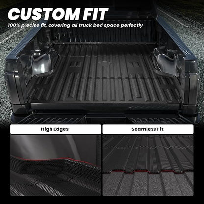 LASFIT Truck Bed Mat for 2009-2016 Ford F250 F350 F450 6.75ft Super Duty 81.9'' Bed Liner(Not fit with Drop-in Bed Liner), TPE 100% All Weather Car Bed Mat for F-250 F-350 F-450,1PCS Black