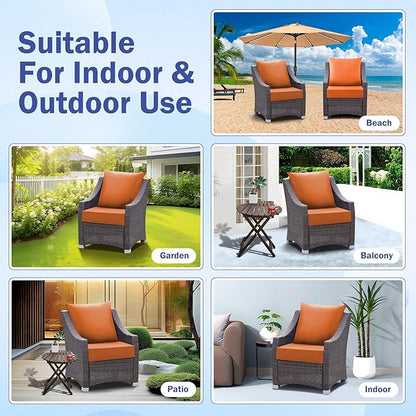 Outdoor Seat Cushion Set, Waterproof & Fade Resistant Patio Chair Cushions, Outdoors Cushion for Patio Furniture, 24 x 24 x 4 Inch, Outdoor Couch Cushions with Handle and Ties, Spice
