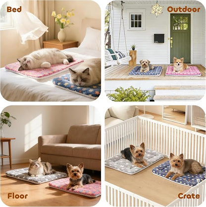 Mora Pets Dog Bed Crate Pad Ultra Soft Pet Bed with Cute Star Print Washable Reversible for Large Medium Small Dogs 23 x 18 inch 2 Pack Dark Blue