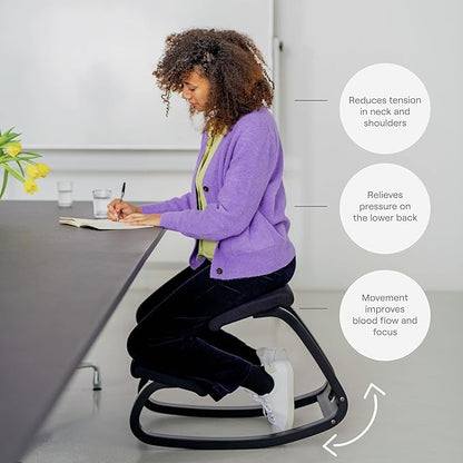 Varier Variable Black/Black Ergonomic Office Kneeling Chair – Active Sitting, Rocking Seat for Home, Study & Posture Support – 10 Year Quality Guarantee