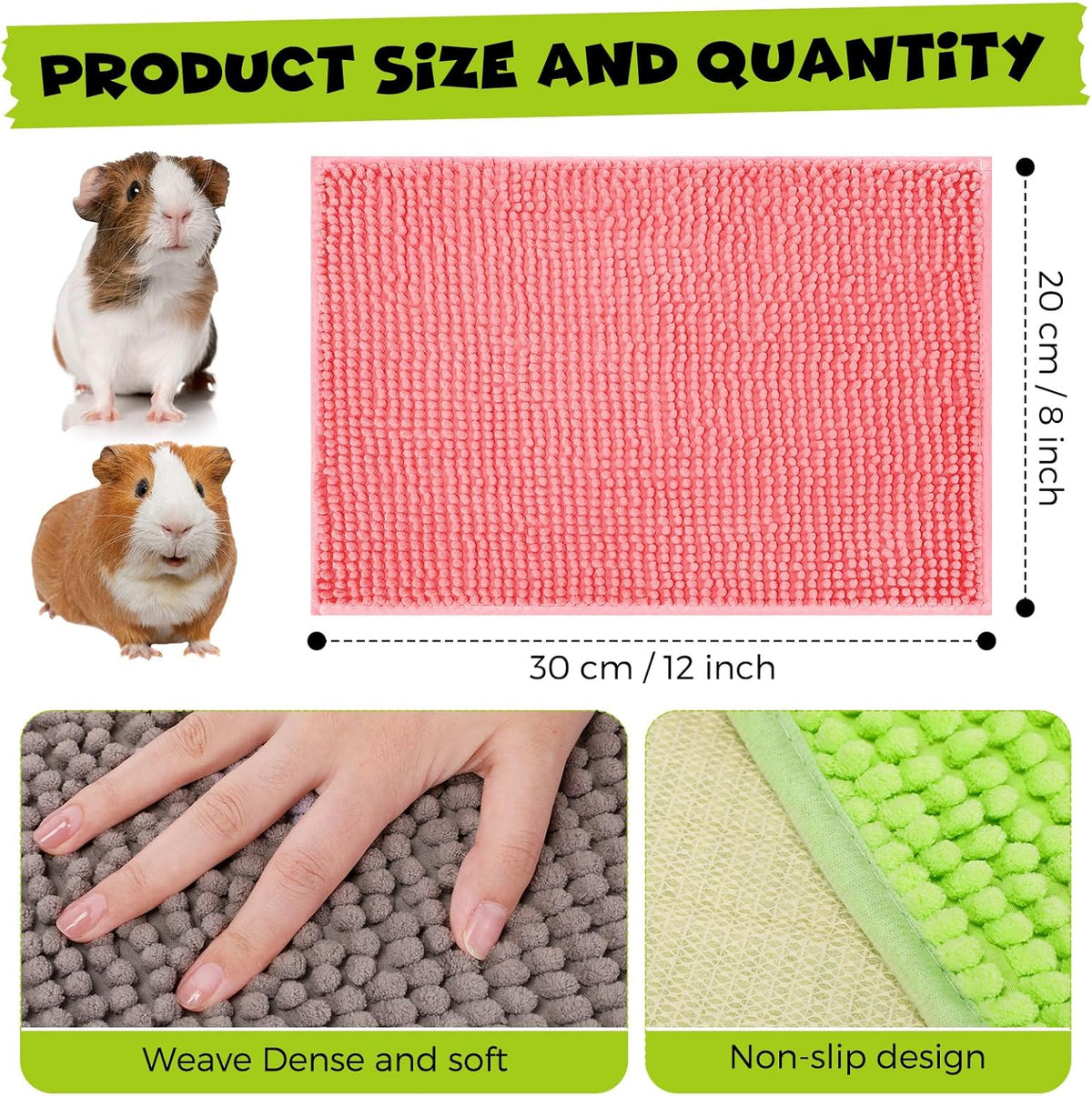 Barydat 8 Pcs Guinea Pig Cage Liner for Guinea Pig Cage Bedding Reusable Rabbit Mat Pad Washable Training Pad Animal Sleeping Bedding Mat