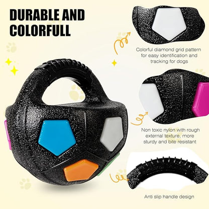 Dog Toy Ball with Handle, Toss and Fetch Play, Interactive Ball for Dogs Playing, Squeaky Floating (Black)
