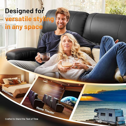 FURNIMAT Recliner Sofa Set with 3+1 Pieces in Living Room, 3 Seater Reclining Sofa with Flip Back Console, 1 Recliner Chair with Vibration Massage and Heat Single Sofa Seat