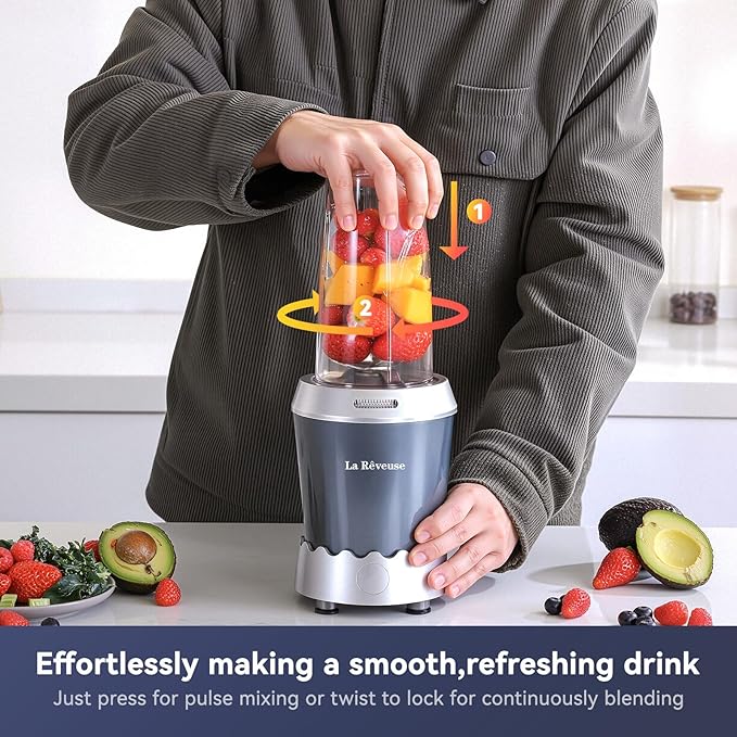 La Reveuse Personal Size Smoothie Blender Pro, 1000W High Speed