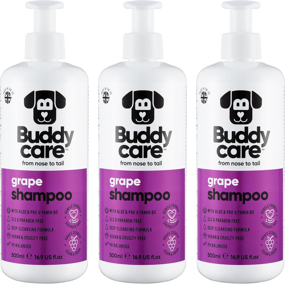 Grape Dog Shampoo by Buddycare | with Aloe Vera and Pro Vitamin B5 (50.72oz)
