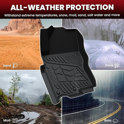 LASFIT Floor Mats for Nissan Frontier 2022-2026 Crew Cab (Not Fit King Cab), All Weather TPE Custom Fit Easy Clean Durable No-Curling Floor Liners for Frontier 1st & 2nd Row Car Mats, Black