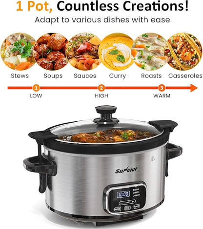 Sunvivi 4QT Programmable Slow Cooker