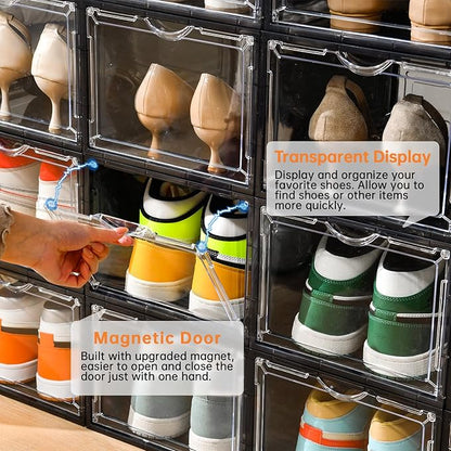 Clemate Upgraded X-Large Shoe Storage Box, 12 Pack, Shoe Box Clear Plastic