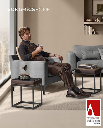 SONGMICS Home LUIZ Collection - Ottoman Footstool, Rectangle Ottoman, Vanity Chair Stool, Footrest, Reversible Top, Side Table, Max. Load 660 lb, Bedroom Living Room Entryway, Walnut Brown ULOM079K01