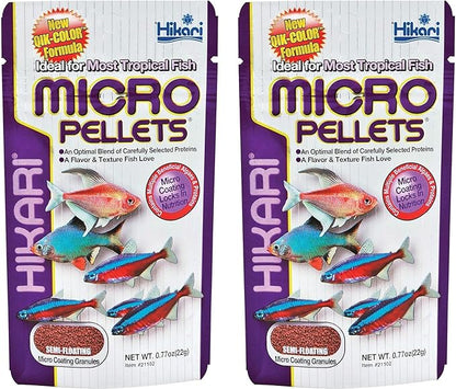 Hikari Tropical Semi-Floating Micro Pellets Fish Food, 0.77 Oz (22g) | Pack of 2
