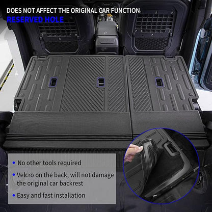 Rongtaod Cargo Mat Compatible with 2021-2025 2026 Ford Bronco 4 Door Trunk Mat Cargo Mat Cargo Liner Back Seat Cover Protector 2025 Bronco Accessories (Trunk Mat+Backrest Mats)