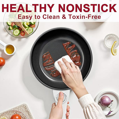 Dezin Hot Pot Electric Upgraded, Non-Stick Sauté Pan, Rapid Noodles Electric Pot